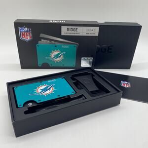 NWT Ridge NFL Dolphins Slim RFID Blocking Wallet Expand Money Clip Cash Strap